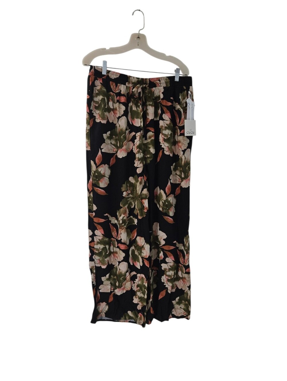 CeCe Super Wide Leg Pants Women L Floral Boho Casual